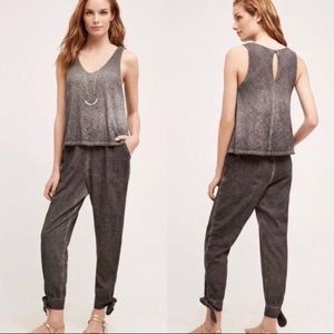 Anthropologie linen and knit jumpsuit